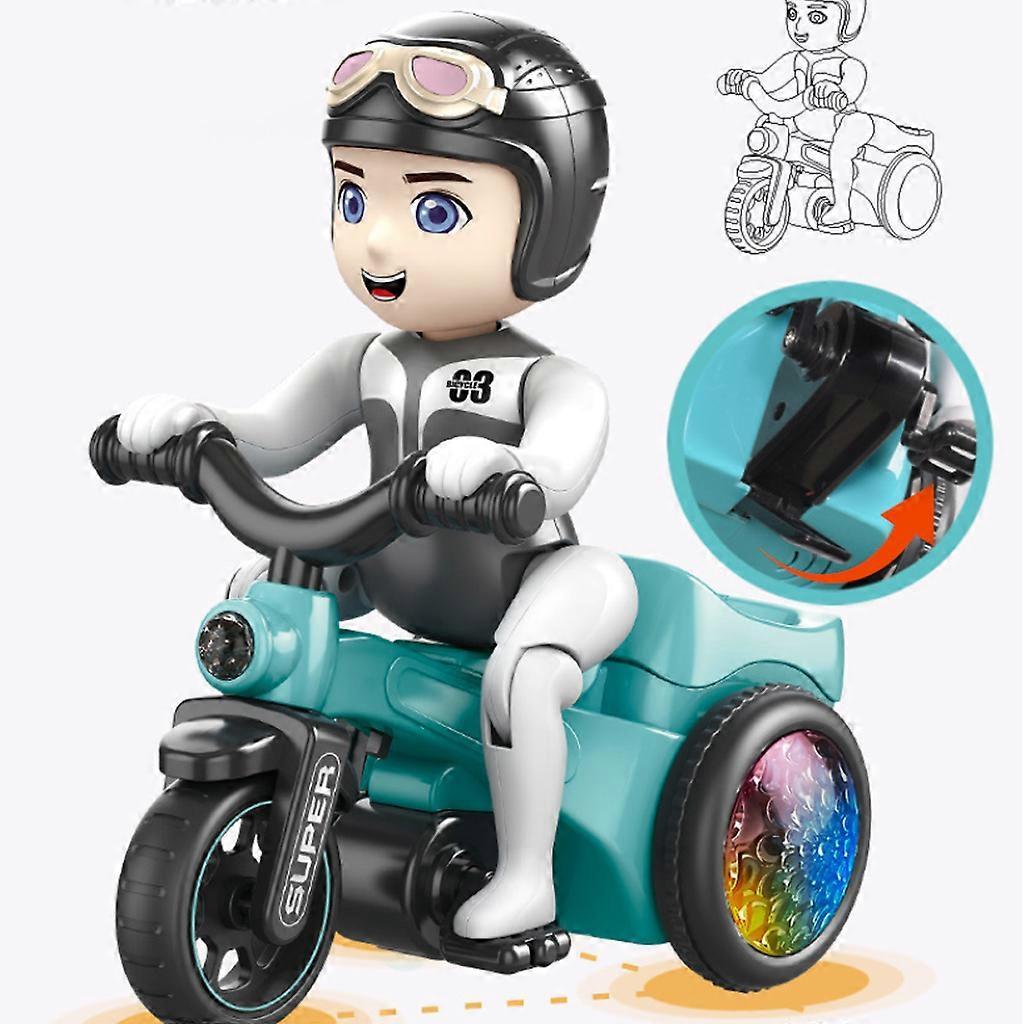 Electric Mini Car Toy Stunt Bike Toy for Kindergarten Interactive Learning Toy with Music Funny Gift for Activity Center Orange
