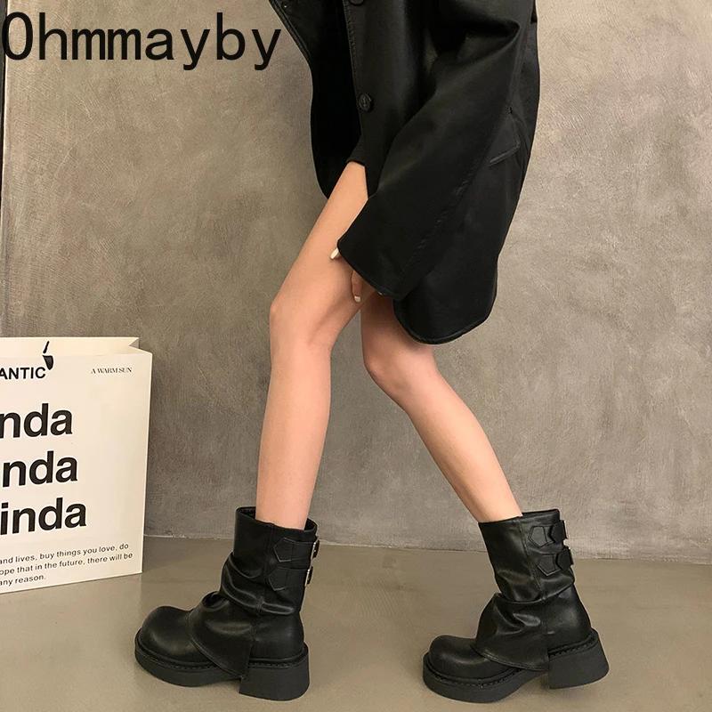 Fashion 2024 New Women Western Cowgirl Boots Fashion Slip On Short Boots Autumn Winter Thick Heel Women's Shoes