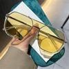 Oversized Goggle One Piece Sun Glasses for Women & Men Punk Sunglasses Advanced Sense Polygonal Large Frame Steampunk Eyewear