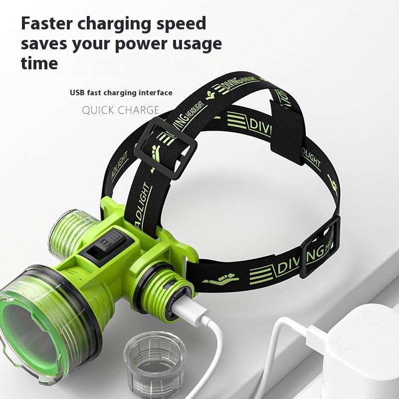 Подводный налобный фонарь перезаряжаемый водонепроницаемый налобный фонарь светодиодный профессиональный фонарик сверхлегкий рыболовный фонарик налобный фонарь