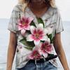 2024 Women T Shirt Summer 3D Floral T-Shirt Plus Size Women's Clothing Oversized Designer Short Sleeve Shirt Women V Neck Blouse