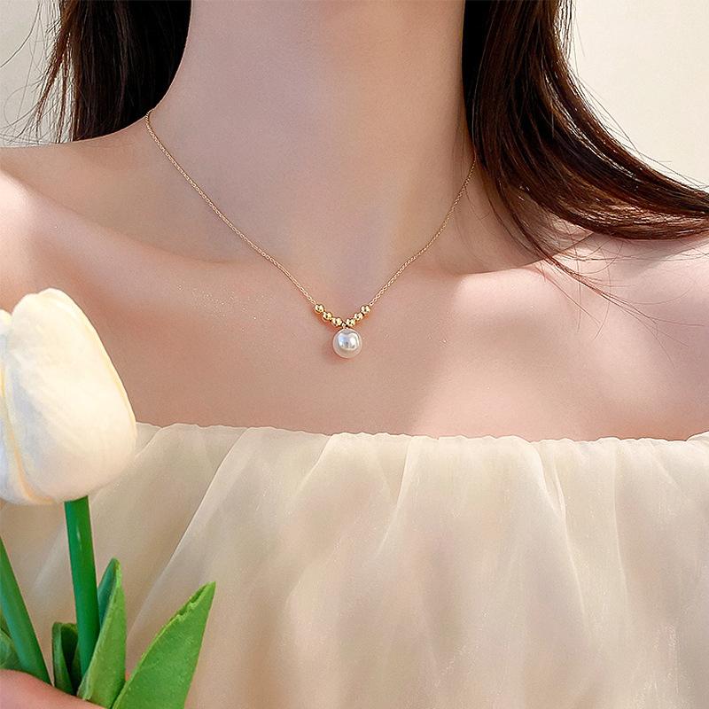 Elegant Delicate Pearl Pendant Clavicle Necklace For Women Unique Design Girl Jewelry Everyday Birthday Party Gift