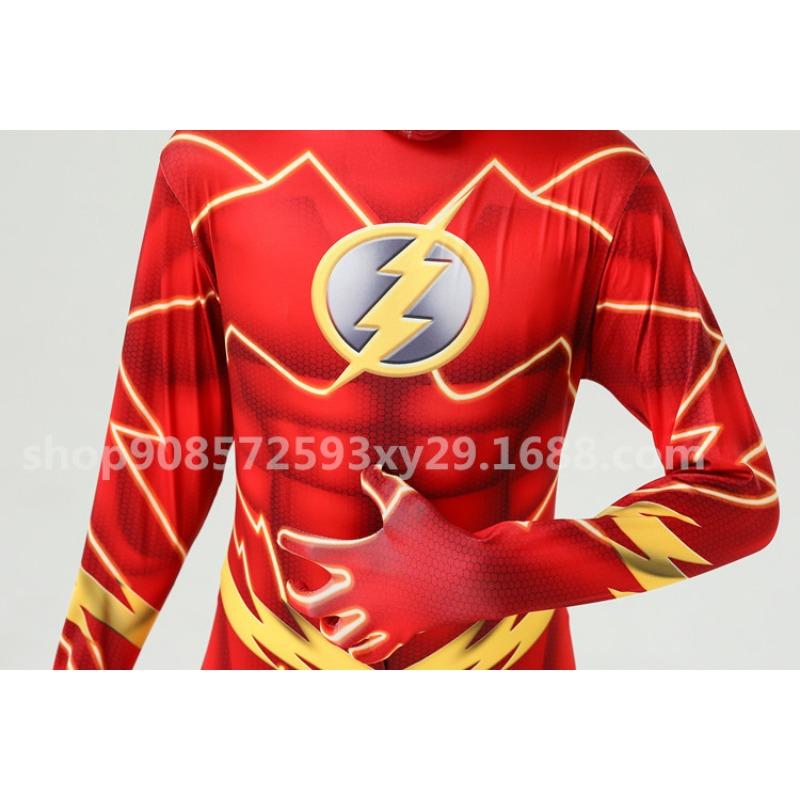 The Flash Zentai Stretch Cosplay Costume, Kids Superhero Halloween Role Play Outfit