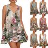 Женское весенне-летнее повседневное платье без рукавов с V-образным вырезом и цветочным принтом
