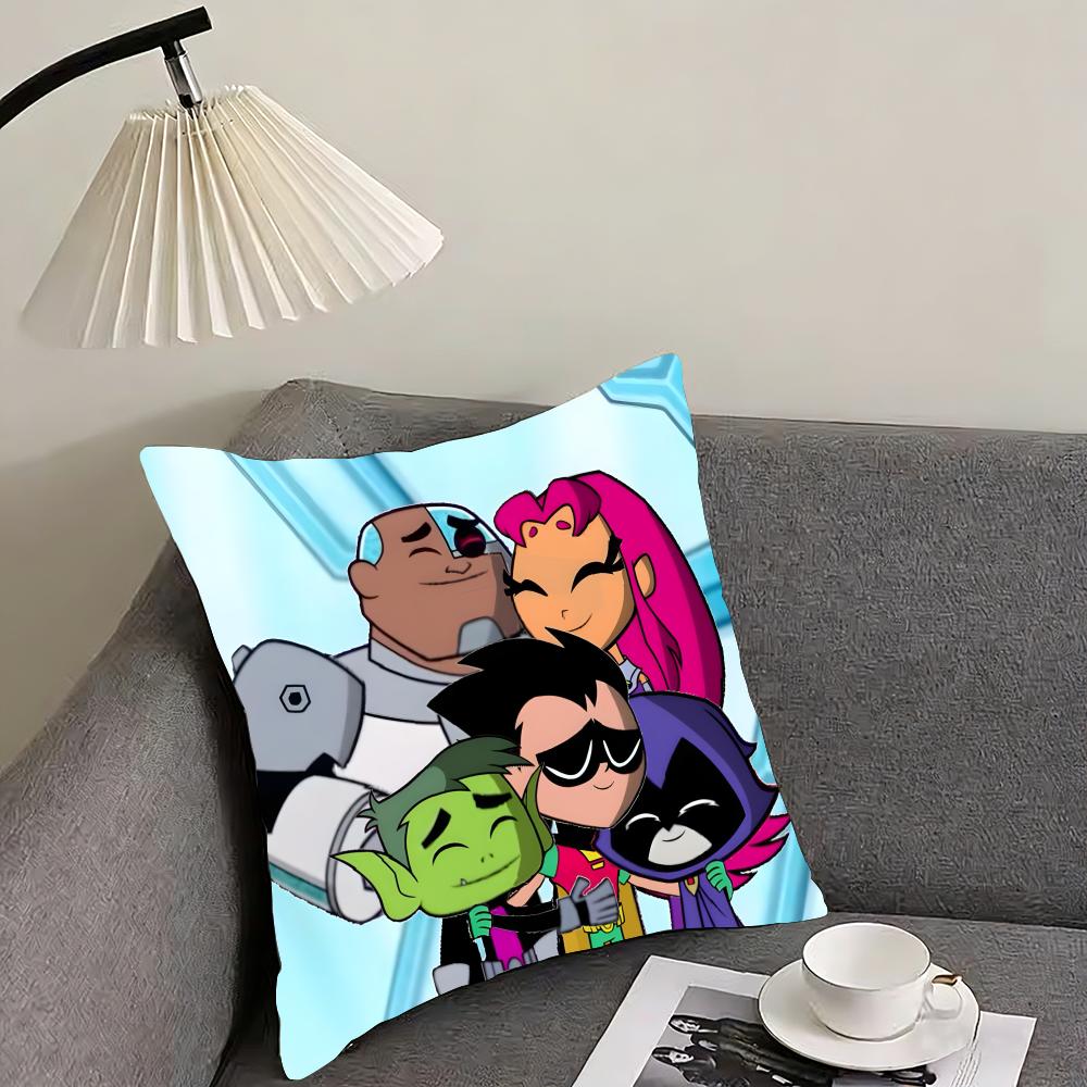 TTeen TitansS GGo Cartoon Cushion Cover Pillowcase Ultra Soft Skin Friendly Fabric Cloud Like Comfort Concealed Zipper