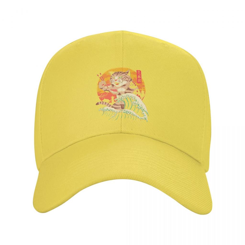 Classic Unisex Japanese Cat Baseball Cap Adult Neko Sushi Kanagawa Wave Adjustable Dad Hat Unisex Women Outdoor Snapback Caps