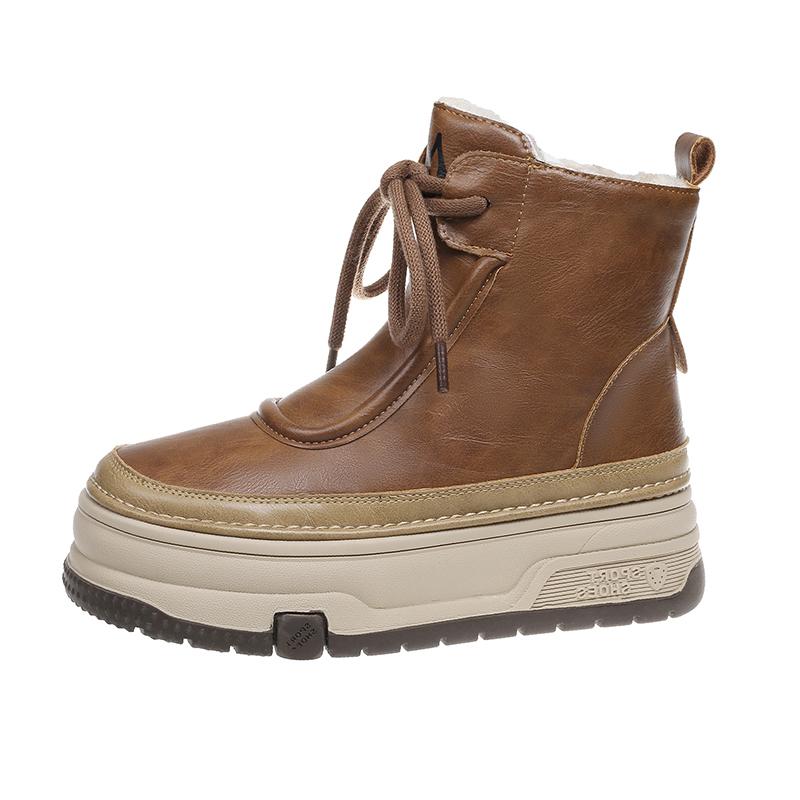 Ботильоны женские на платформе, модные зимние теплые плюшевые туфли, зимние повседневные удобные туфли, трендовые спортивные туфли на шнуровке для ходьбы, женские ботинки