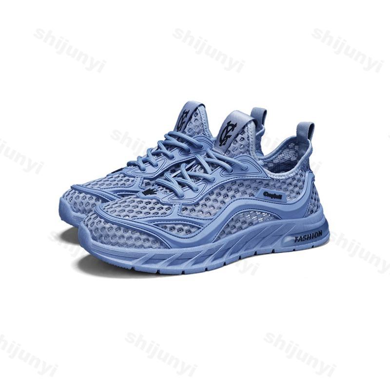 Fashion Men's Shoes 2025 Summer New Hollow Breathable Casual Versatile Mesh Shoes Soft Sole Wear-resistant Running Sports Trendy Shoes