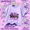 Летняя K-pop футболка для детей, девочек и мальчиков, детская одежда, футболка, повседневный топ с коротким рукавом и круглым вырезом