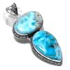 Republic Larimar Gemstone Handmade 925 Sterling Silver Pendant 3.35" h8W85