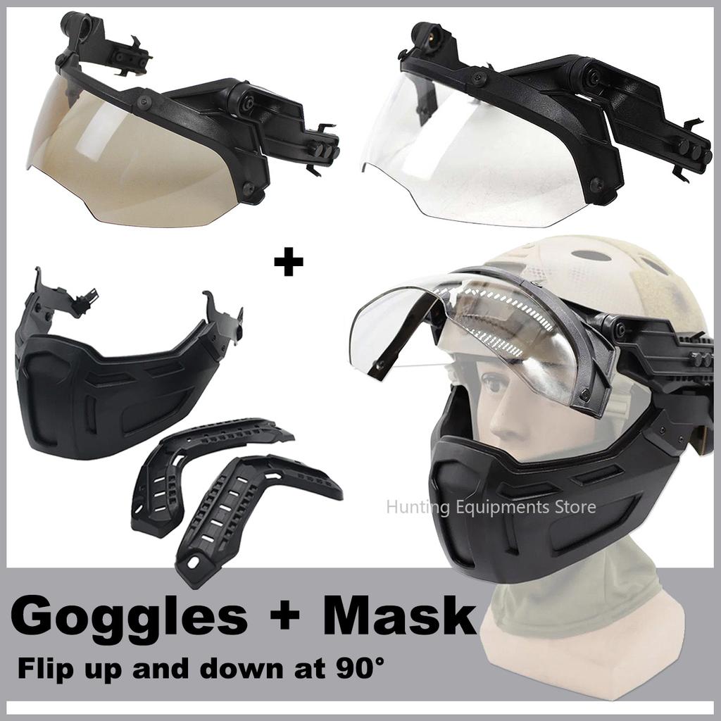 Тактический шлем FAST, полумаска для лица, регулируемый шлем, откидные очки, охотничий шлем для страйкбола, CS, пейнтбола, аксессуары для шлема, снаряжение