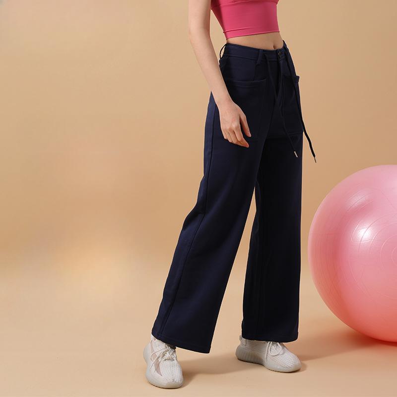 Прямые широкие спортивные штаны на шнурке, женские, весна и осень, для бега, быстросохнущие, спортивные штаны, свободные повседневные брюки, тонкие спортивные штаны