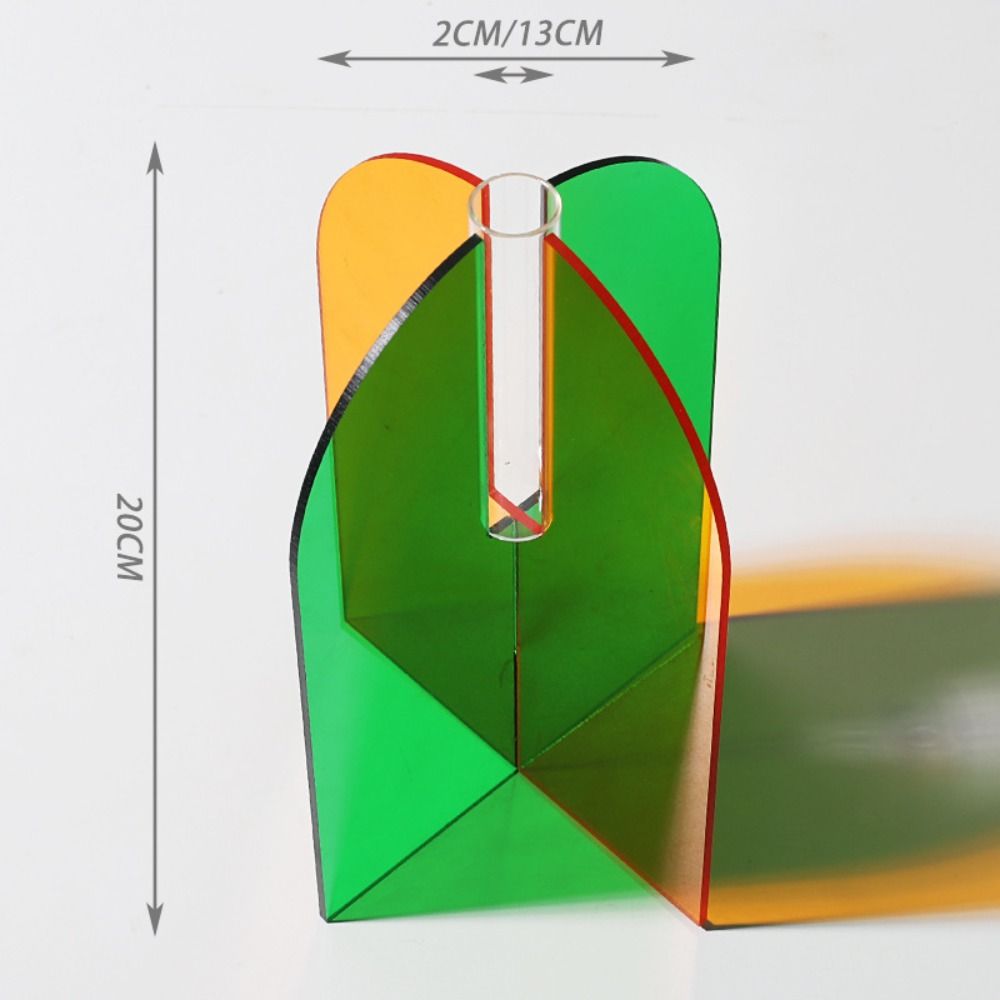 Art Geometric Acrylic Vase Rainbow Color Dried Flowers Container Flower Vase Desktop Ornament