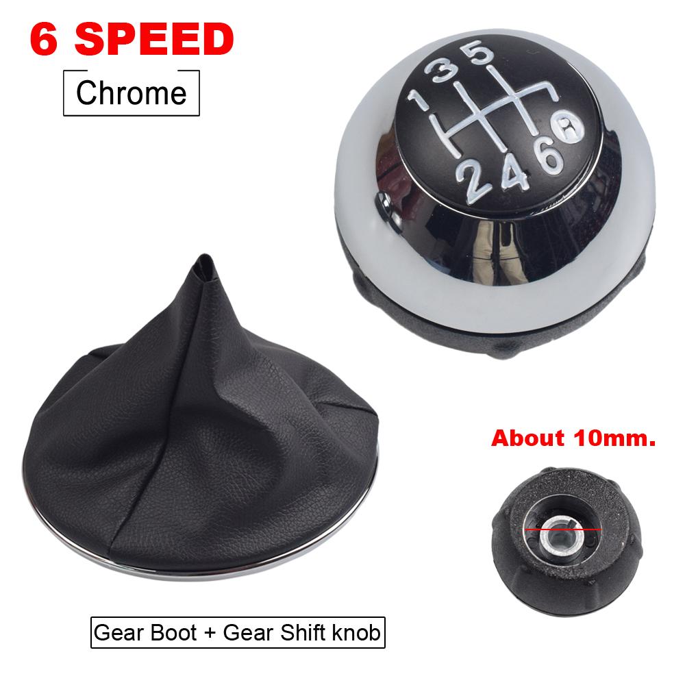 5 6 Speed Gear Shift Knob for Fiat 500 2012-2018 Chrome+Red 55344048