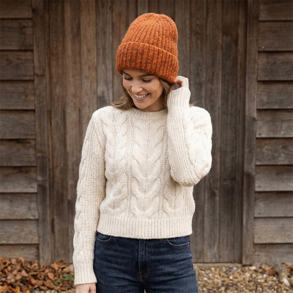 Thickeneded Knitted Cap Mixed Color Warm Hat Fashion Striped Beanie Hat Autumn Winter