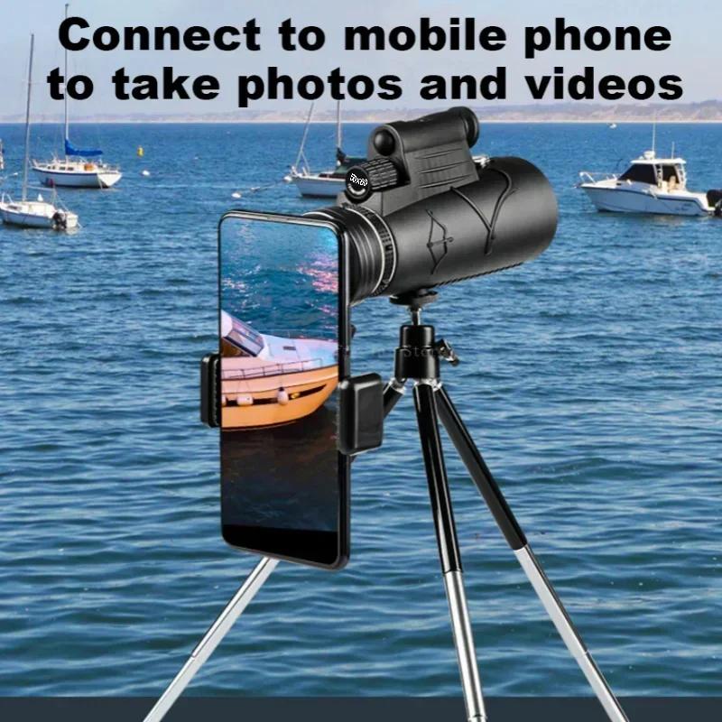 Powerful 50x60 Monocular Telescope Professional Long Range Prismatic Zoom HD BAK4 Portable Binoculars for Hunting