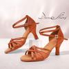 Женские туфли на высоком каблуке для взрослых, обувь для латиноамериканских танцев с мягкой подошвой, для танго, сальсы, бальных танцев, стандарт, каблук 7 см