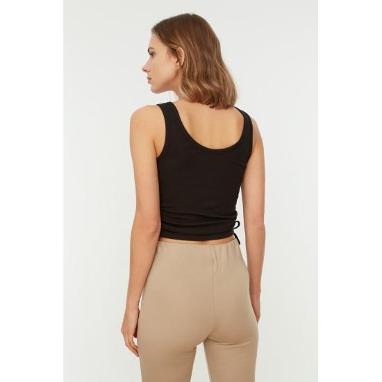 Эластичный вязаный трикотажный трикотажный майка в рубчик с вырезом у бассейна