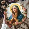 Винтажная металлическая жестяная табличка Дева Мария Золотая фольга Религиозное настенное искусство Декор дома Подарок