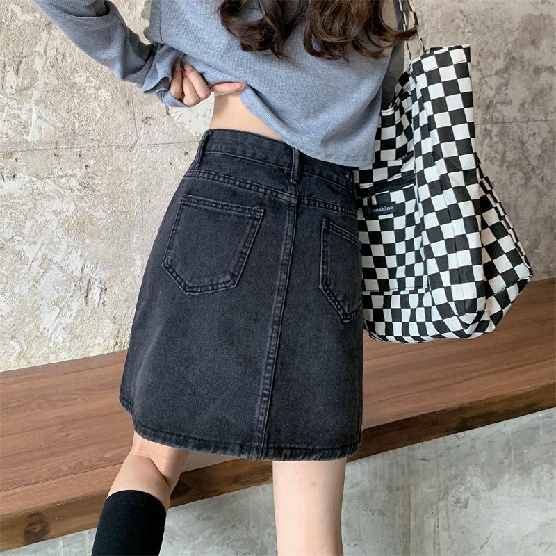 Уникальная классическая универсальная носибельная прочная однотонная А-силуэтная юбка-бюстье с высокой талией и бедрами, женская летняя модная джинсовая короткая юбка