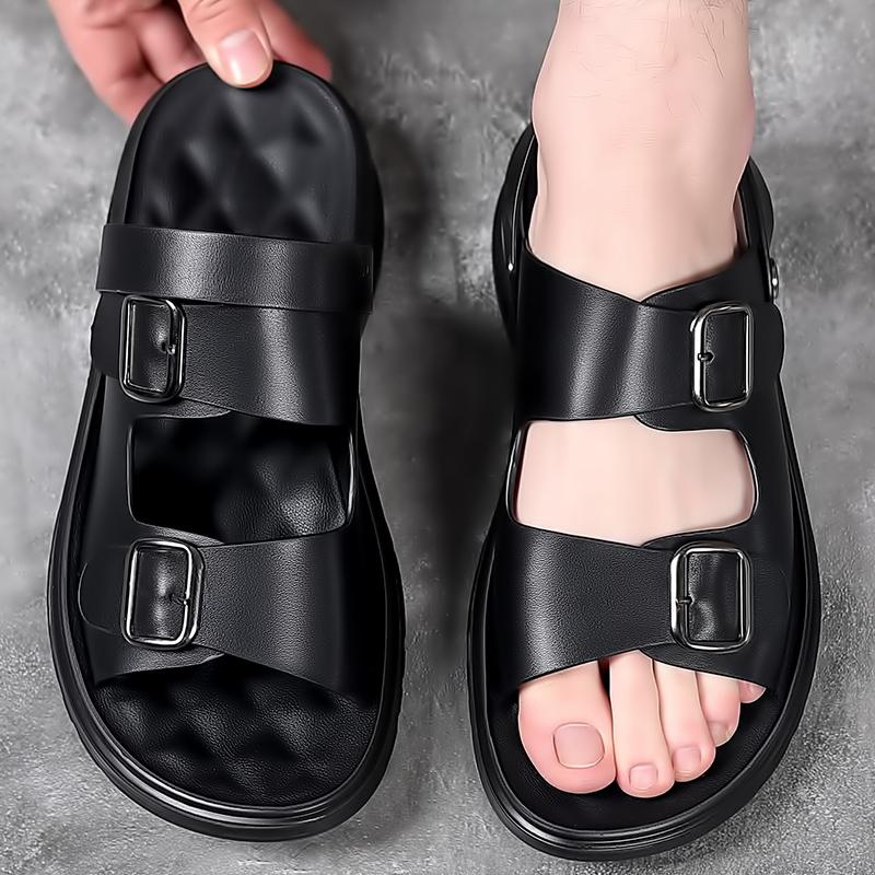 2024 Summer Outdoor Beach Sandals Genuine Leather Men Sandals Slippers Two Wear Non-slip Bottom Casual Business Sandals for Men