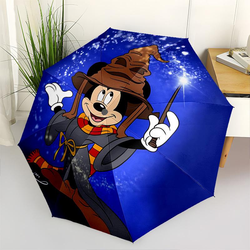 Sorcerer Mickey, Magical Moment Themed Automatic Opening and Closing Umbrella, Brightly Colored 8-rib Portable Umbrella, Suitable for Men an