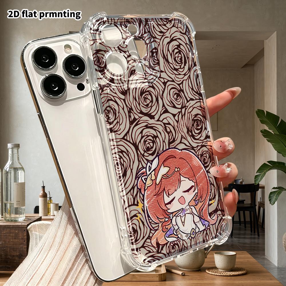 Чехол для телефона: 2D плоский, подходит для iPhone 18 17 16 15 14 13 Pro, прозрачный защитный чехол с четырьмя углами, мультяшные персонажи, Рождество и Хэллоуин