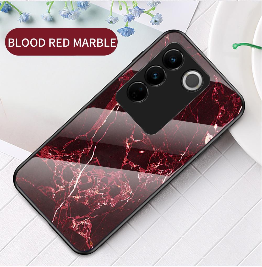 Чехол для Vivo IQOO 11 Z7 Z7X V27 V27e V29 Pro Lite V19 Y02 Y02A Y17S Y78 Y36 Y27 4G 5G, чехол из мраморного закаленного стекла, задняя крышка