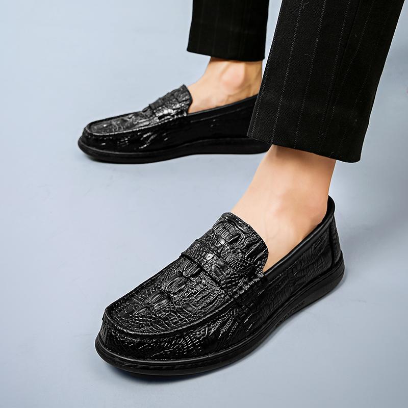 Мужские мокасины с крокодиловым узором, мужская модная обувь, новая весенняя удобная мужская обувь на плоской подошве, удобные мокасины, классическая мужская повседневная обувь из кожи