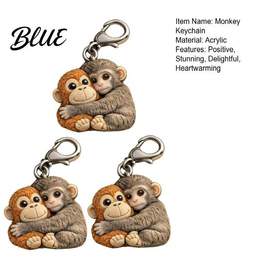 Durable Keychain Little Monkey Pocket Hug Token Cute Holding Plush Toy with Card Inspirational Keepsake for Friends Family Emotional Support