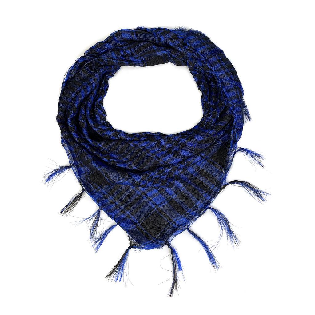 Silk Houndstooth Tactical Desert Scarf with Tassels for Outdoor Use