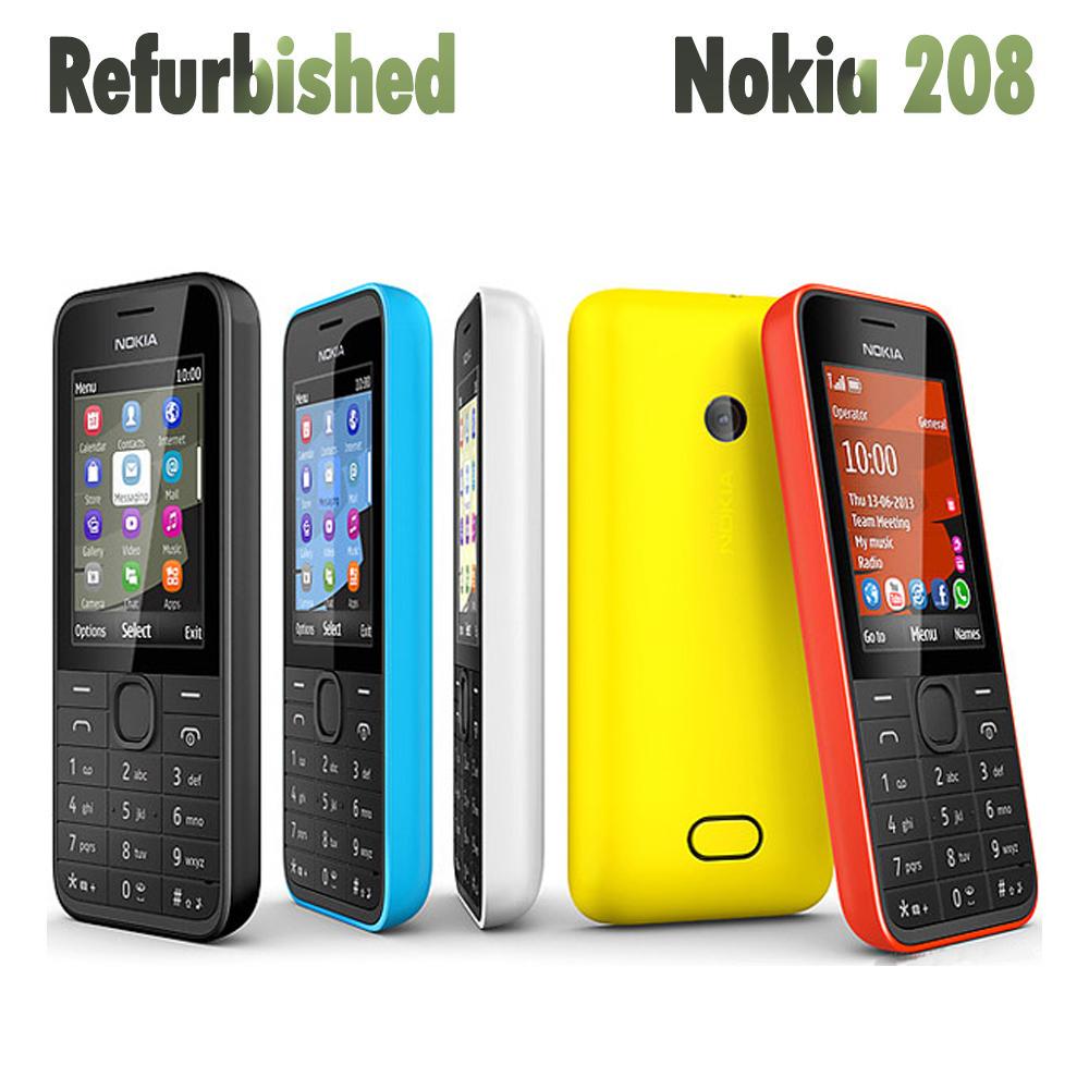 Восстановленный оригинальный мобильный телефон Nokia 208 Dual SIM с 1/2 SIM