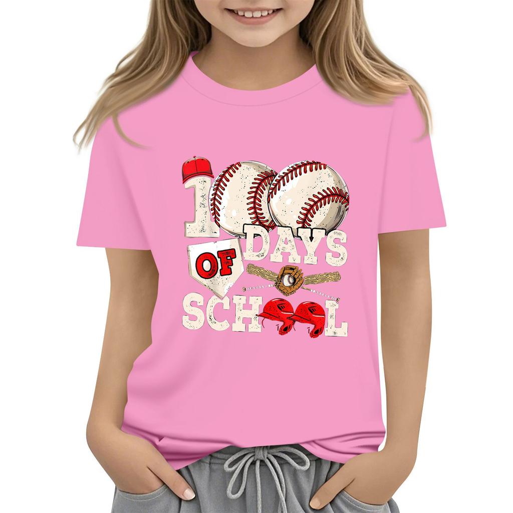 Детская модная повседневная футболка с коротким рукавом и круглым вырезом в честь 100-дневной годовщины школы