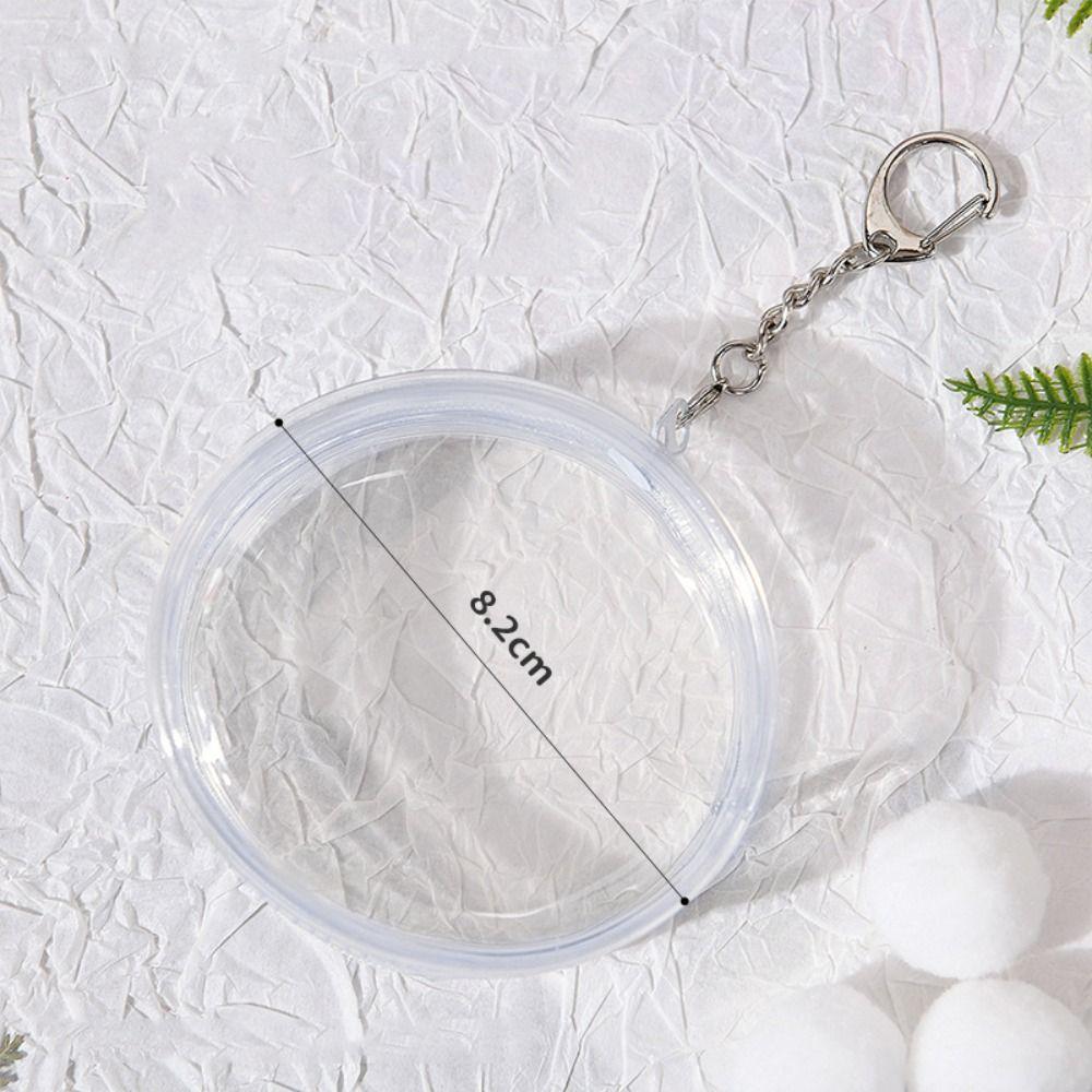 With Keyring Round Badge Storage Pouch Protection Case Clear Outdoor Bag Backpack Decor