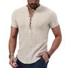 New Men's Short Sleeve Tshirt Button Cotton Linen Shirt Men's Casual Clothes Popular Tops for Men