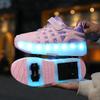 LED Racing Roller Skates Shoes with 4 Wheels Children's Roller Skates ShoesSpeed Sneaker Shoes for Girls Sneakers with Wheels