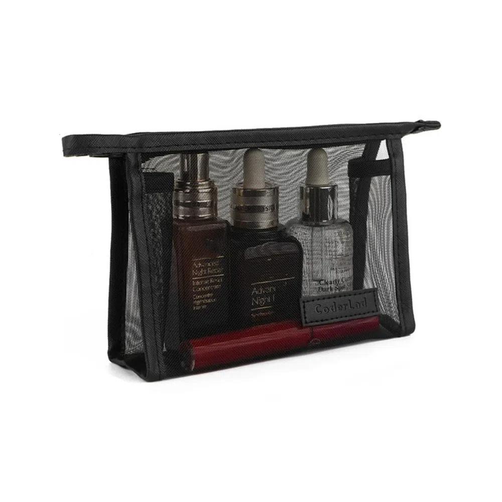 Zipper Mesh Makeup Bag Large Capacity Storage Toiletry Bag Transparent Cosmetic Bag Unisex