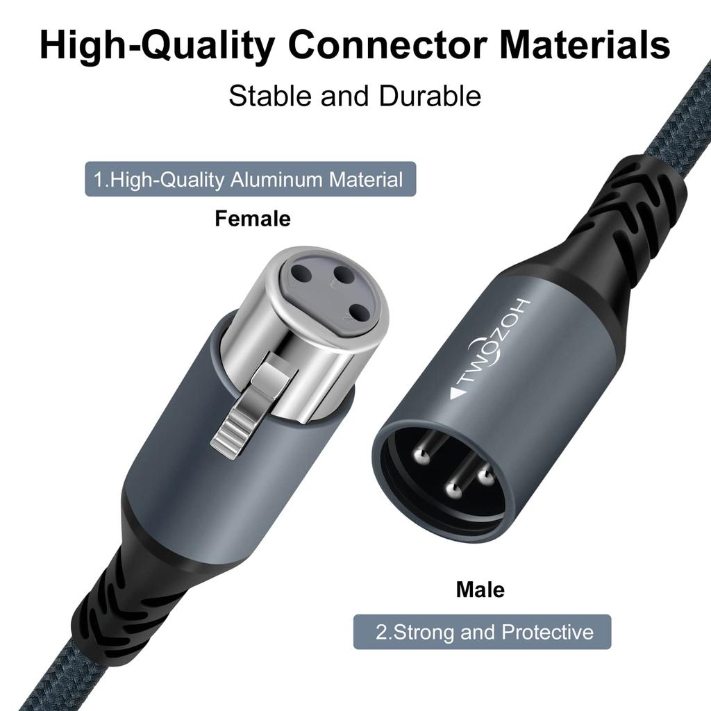 Twozoh Профессиональный XLR Кабель Плетеный Сбалансированный XLR Папа на XLR Маму HiFi Аудио Микрофонный Кабель Счет 0.3М 3-контактный (Квалифицированный Доступен)
