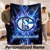 Schalke 04 FC Personalized Flannel Blanket Custom Name Text Soft Throw Blanket Home Decor