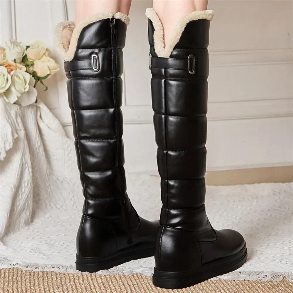 Winter Warm White Snow Boots 2024 Low Heels Shoes Women Knee High Boots Female Platform Plush Long Boats Mujer Black 34-43