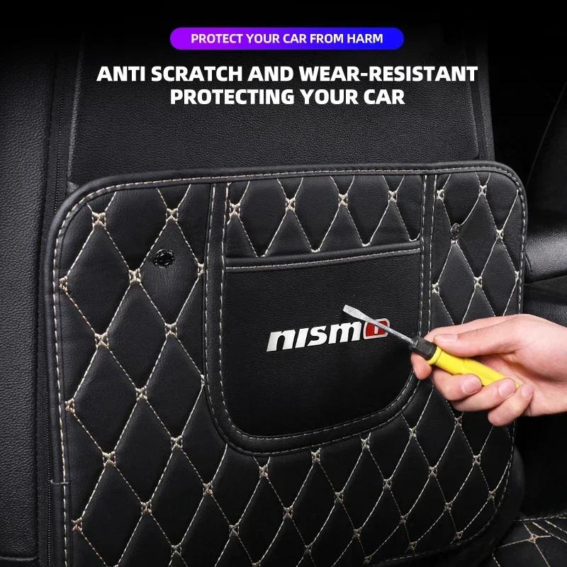 1pcs Car Rear Seat Back Anti Kicking Pads For Nissan Nismo Logo Tiida Teana Qashqai Juke X trail Note Almera Skyline Styling