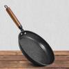 Wood Handle Frying Pan Flat Bottomed Omelette Skillet Cooking Pan Saucepan  Induction Cooker
