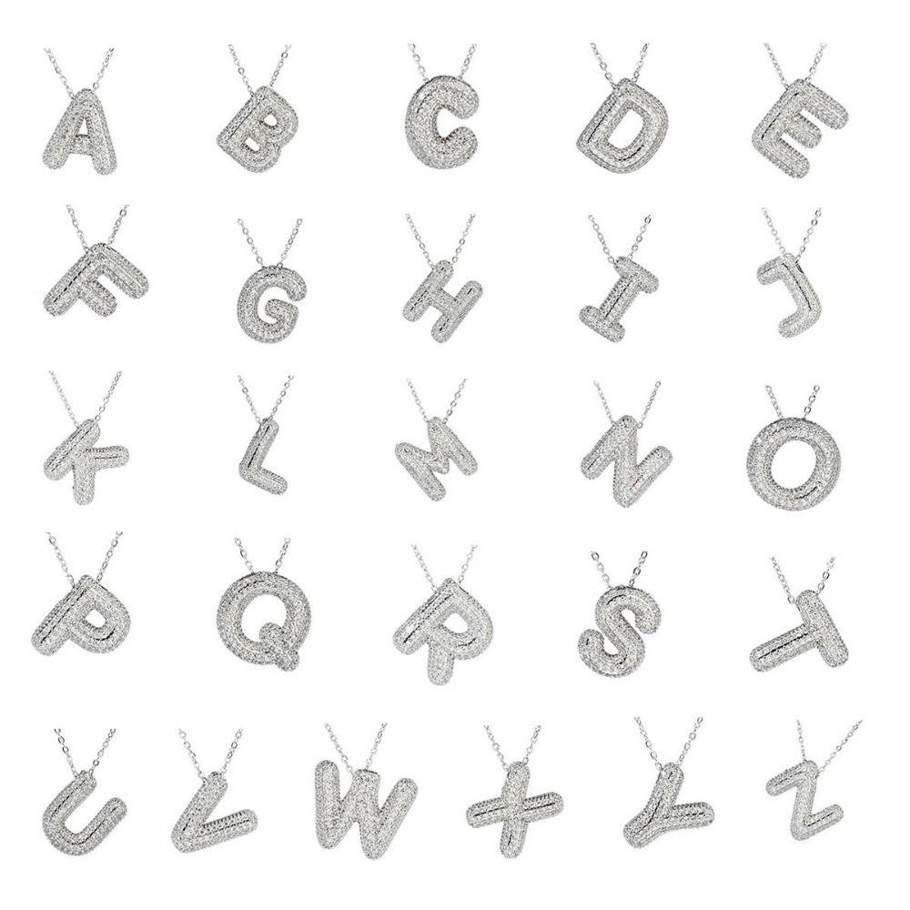 Silver Color Letter Pendant Necklace Stain Steel Women Choker Simple Silver Zircon Necklace Women
