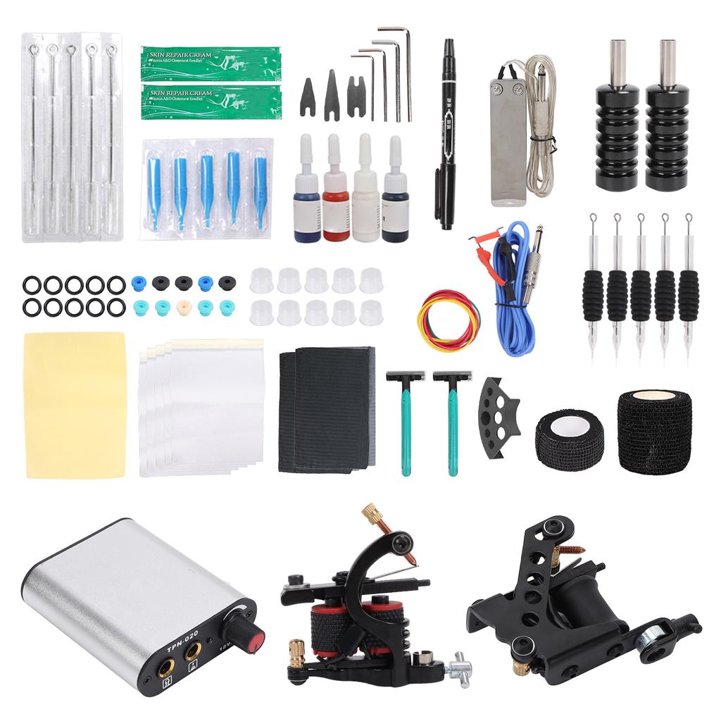 Профессиональный набор для татуировки с катушкой, блок питания для татуировки, переводная бумага, набор для практики кожи 90‑265VUS