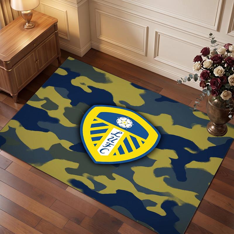 Ковер из хрустального бархата с принтом футбольного клуба Leeds United, Удобный, Впитывающий влагу, Нескользящий, Для помещений