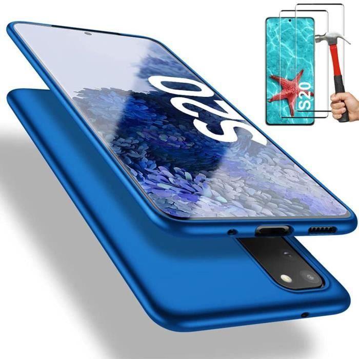 Coque de Protection - PROSHOP - Souple - Bleu - Pour Samsung Galaxy S20 - 2 Verres Trempés