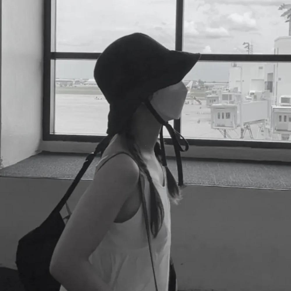 Thin Fisherman Hat Lace-up Sunshade Basin Hat Ins Tie Bucket Cap Summer