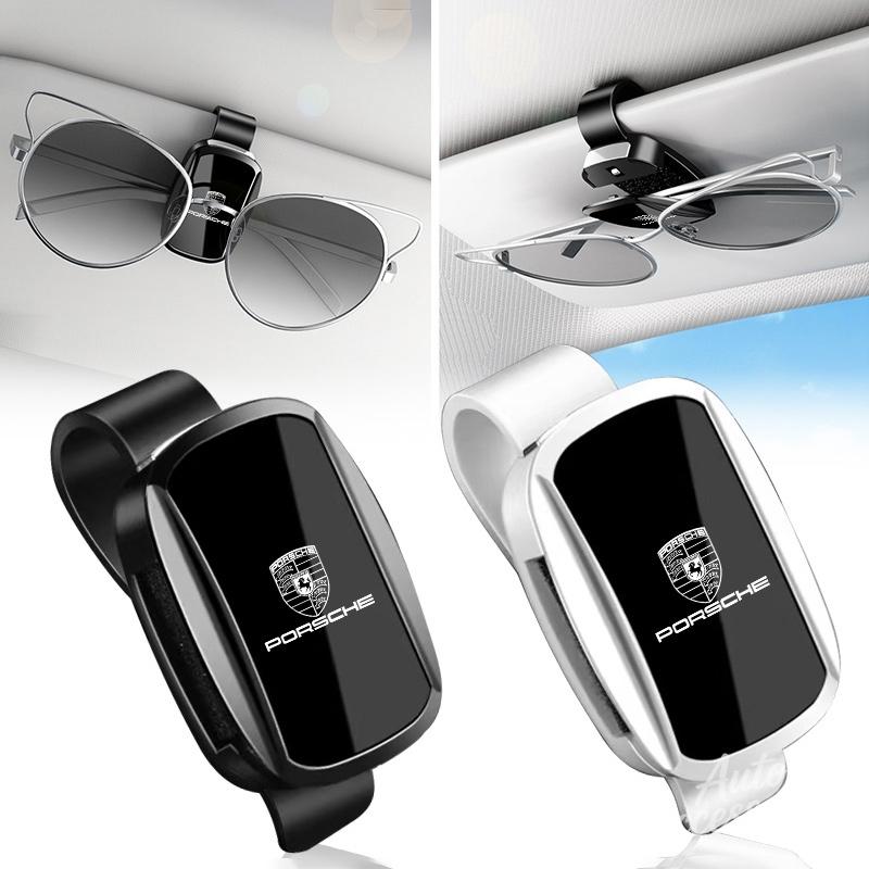 Car Interior Sun Visor Glasses Holder Sunglasses Case Eyeglasses Clip For Porsche Panamera Macan Boxster Cayman Cayenne 911 718