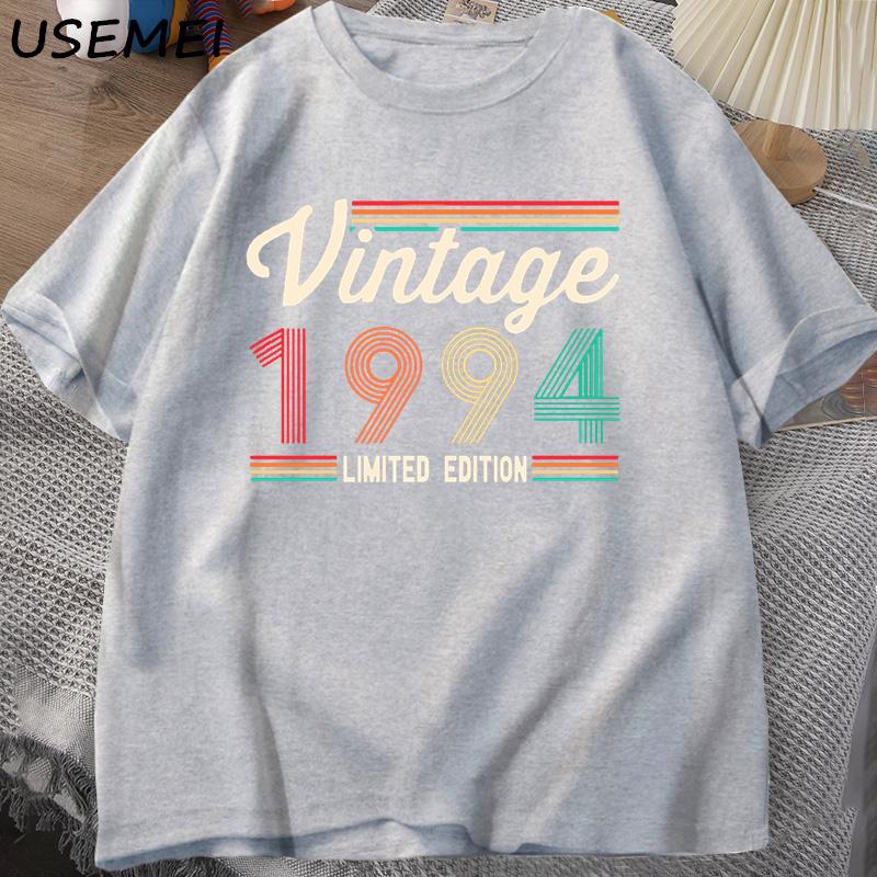 Футболка унисекс из хлопка с короткими рукавами, родилась в 1994 году, винтажные футболки на 30-летие, унисекс, свободные размеры, одежда унисекс, унисекс