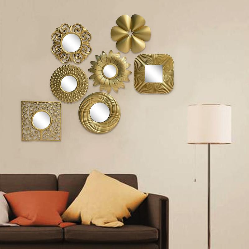 1PC/3PC Nordic Home Подвесные Зеркальные Наборы Круглые Квадратные Настенные Зеркала Наборы Золотое Подвесное Зеркало Винтаж